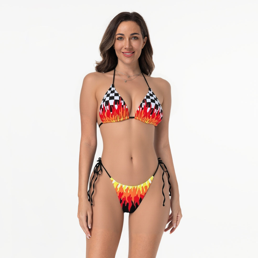 Women's Trendy Two-Piece with Fiery Patterns Mune Fashion