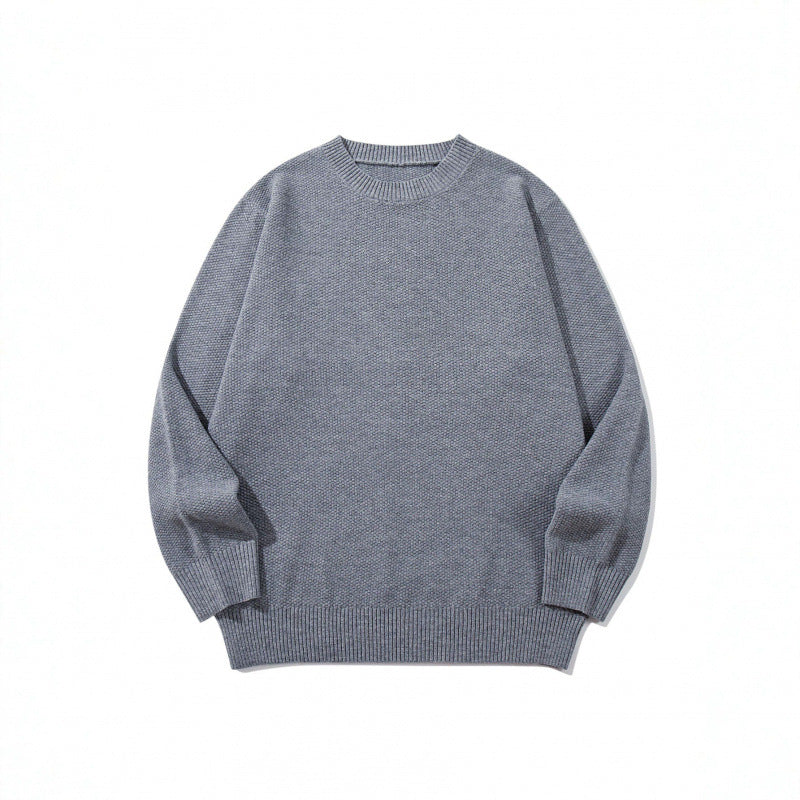 Unisex Boxy fine knit pullover with waffle structure and ribbed hem Mune Fashion