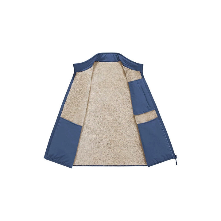 Men's Sherpa-lined softshell vest with stand-up collar and zippered pockets Mune Fashion