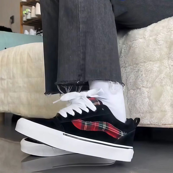 Women Fashion Sneakers with Checked Design and Comfortable Insole Mune Fashion