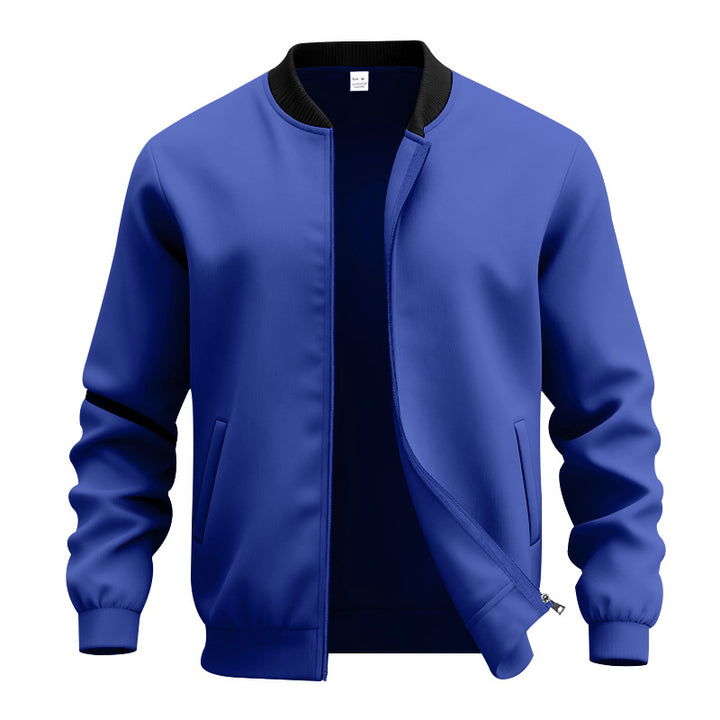 Men's lightweight bomber-style blouson with partially concealed zipper, ribbed cuffs, and side pockets Mune Fashion