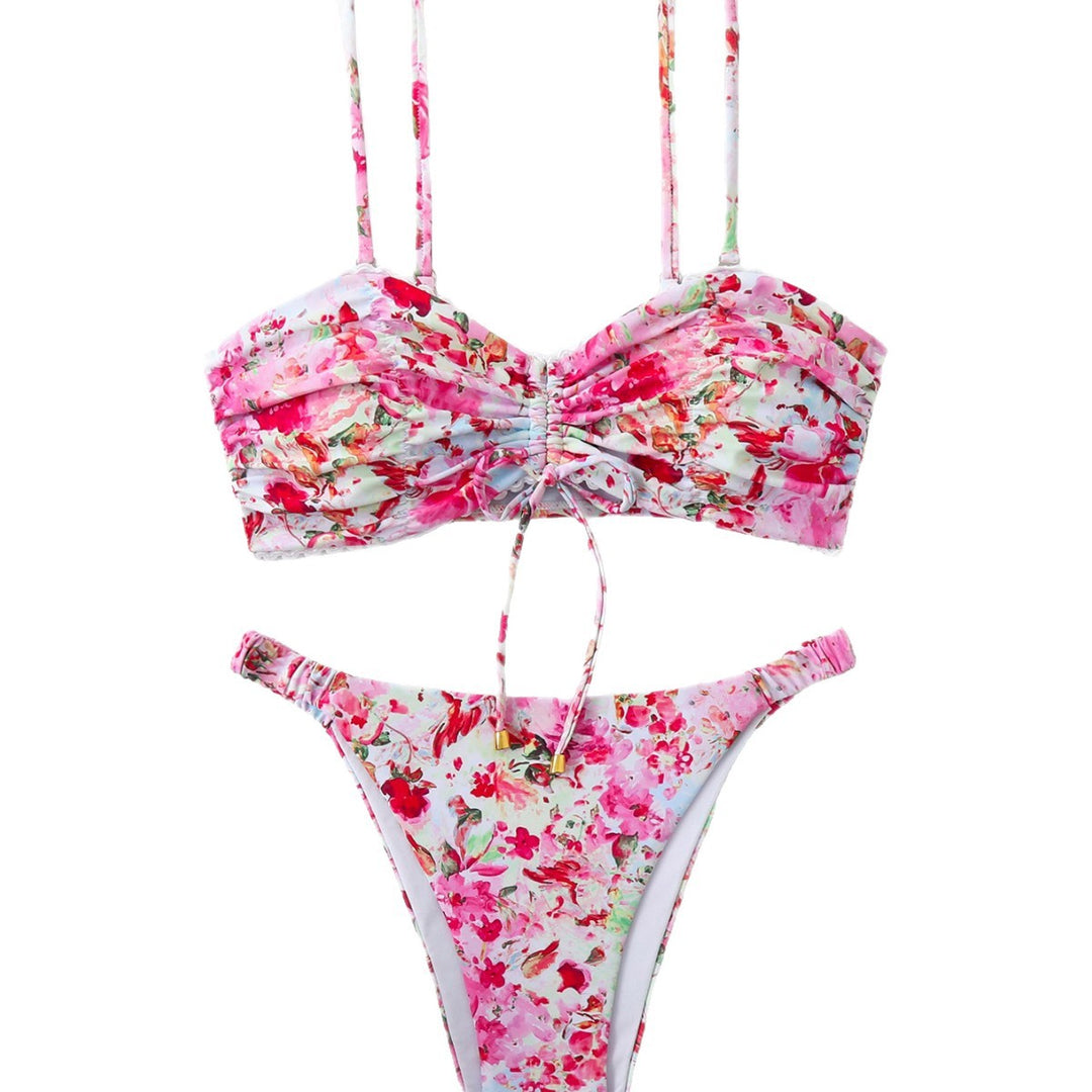 Women’s bikini set with gathering and romantic floral design Mune Fashion