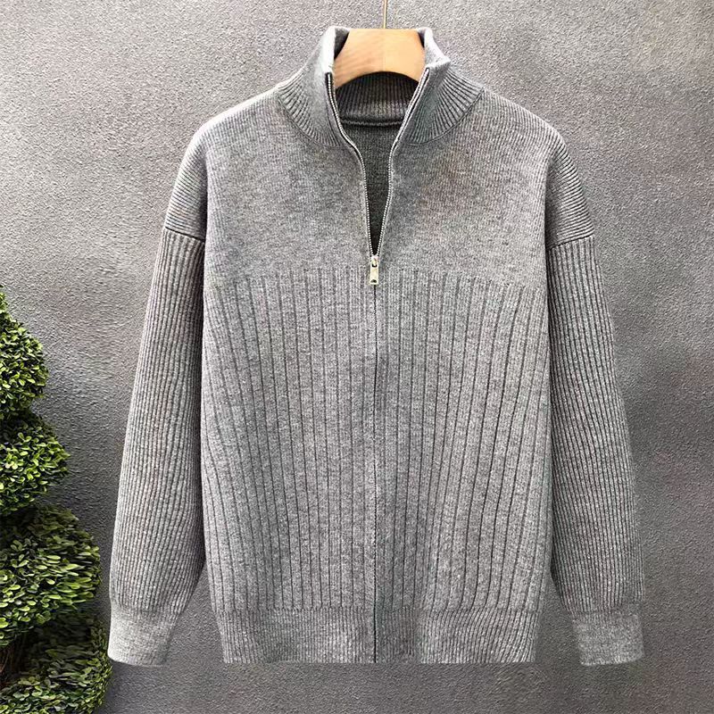 Men's Oversized Fine Knit Sweater with Half Zipper and Distinctive Ribbed Texture Mune Fashion