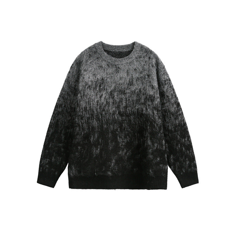 Unisex Oversize Chunky Knit Sweater with Gentle Color Gradient and Round Neck Mune Fashion