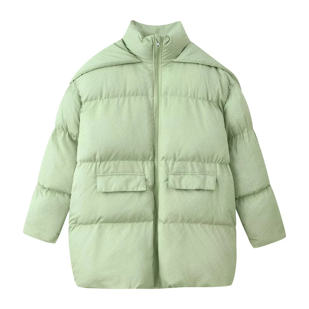 Women's padded oversized quilted coat with hood, thermal insulation and patch pockets Mune Fashion