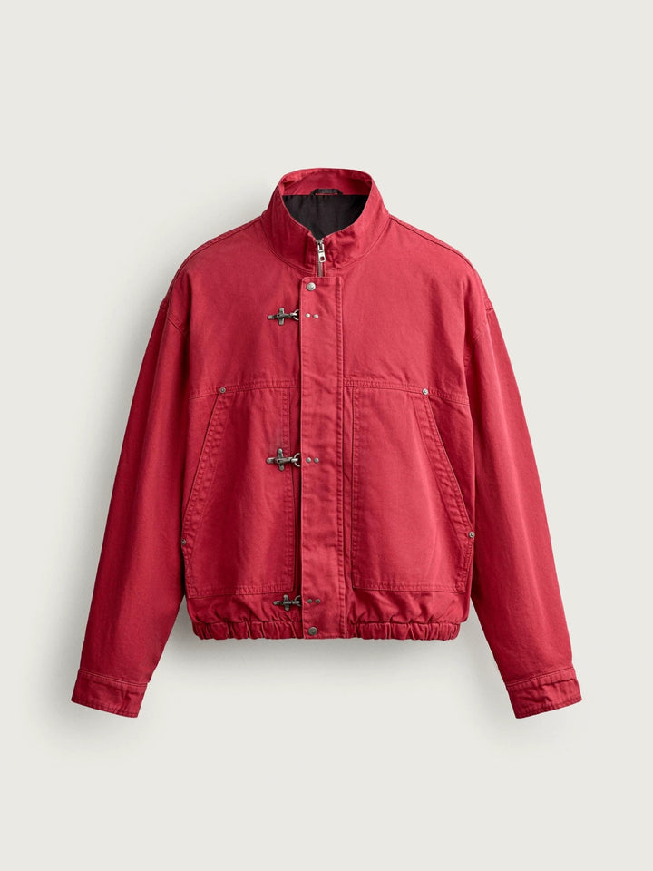 Men's Lightweight Oversized Field Jacket with Stand-up Collar and Toggle Closures Mune Fashion