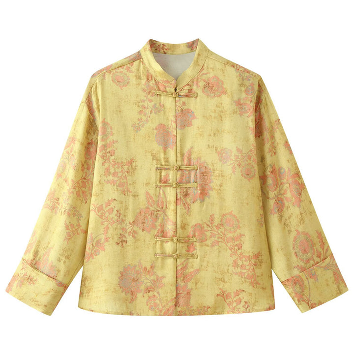 Ladies high-waisted wide palazzo pants made of brocade with floral jacquard pattern Mune Fashion