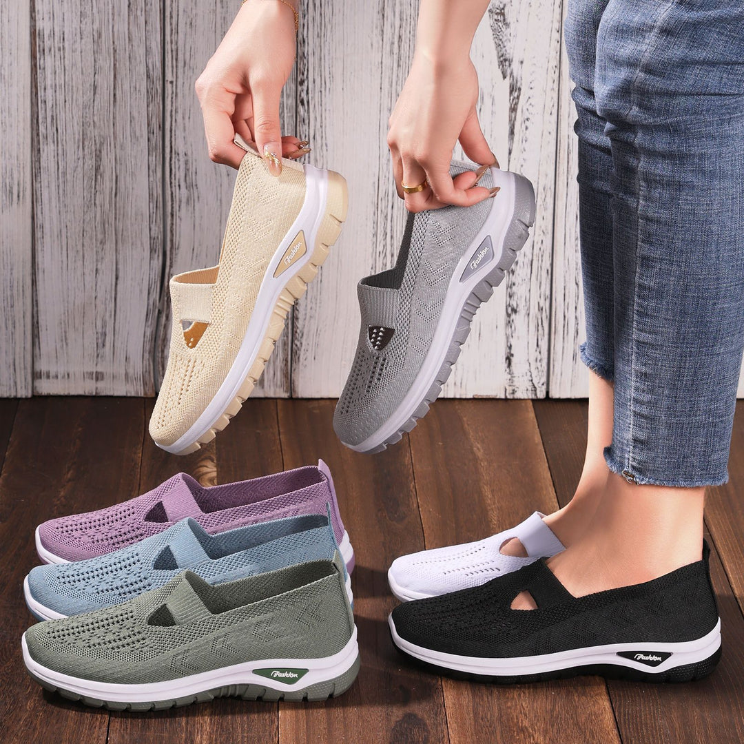 Ladies knitted slip-on sneakers with breathable upper material and shock-absorbing profile sole Mune Fashion