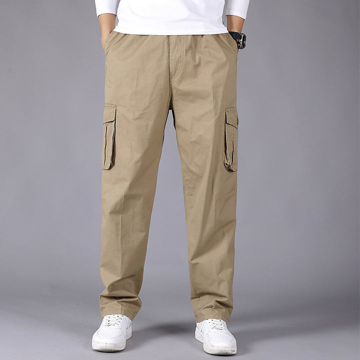 Men's cargo pants in utility style with elastic waistband, straight leg, and patch flap pockets Mune Fashion