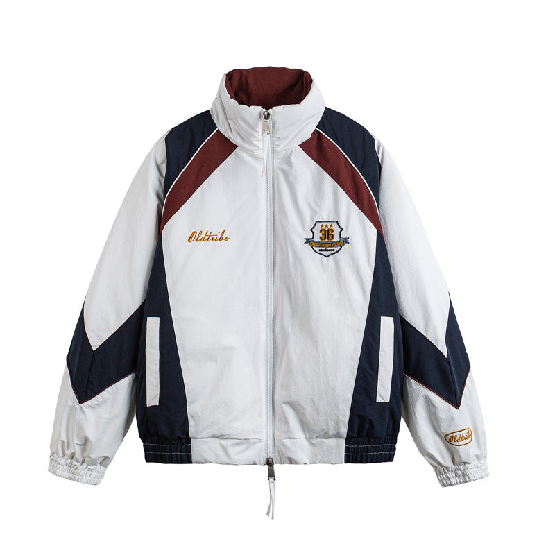 Unisex Retro Track Jacket in Vintage Sports Style with Stand-up Collar and Logo Embroidery Mune Fashion