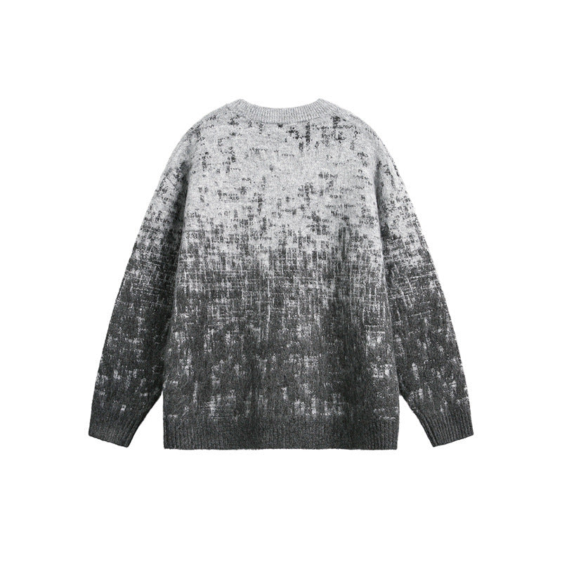Unisex Oversize Chunky Knit Sweater with Gentle Color Gradient and Round Neck Mune Fashion