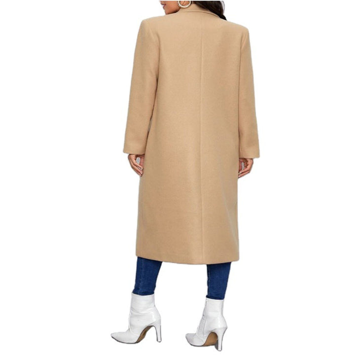 Women's Maxi Length Single Breasted Coat in Minimalist Tailoring with Concealed Button Placket and Side Pockets Mune Fashion