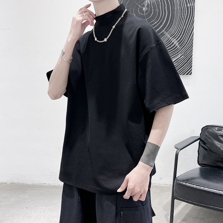 Men's oversized turtleneck T-shirt with half-length sleeves and casual boxy fit Mune Fashion