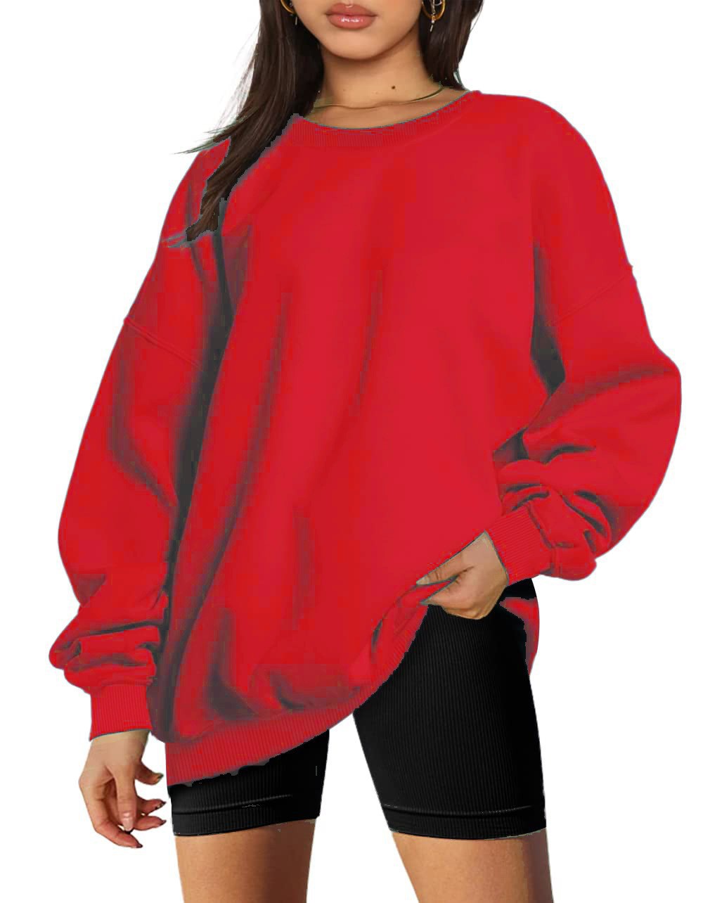 Women's extra long oversized sweatshirt with balloon sleeves, ribbed hem and brushed interior Mune Fashion