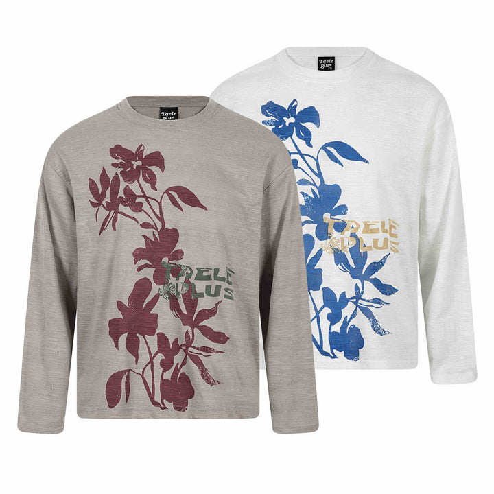 Unisex Oversize-Long Sleeve Shirt made of Slub Jersey with Floral Print Mune Fashion