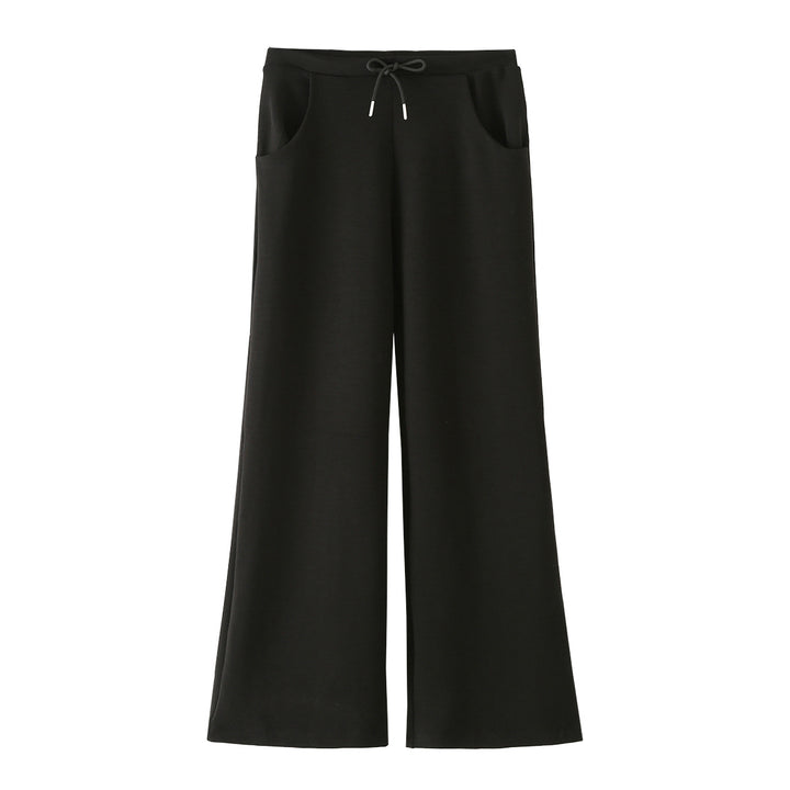 Ladies Wide Lounge Pants with High Waist, Drawstring and Side Pockets Mune Fashion