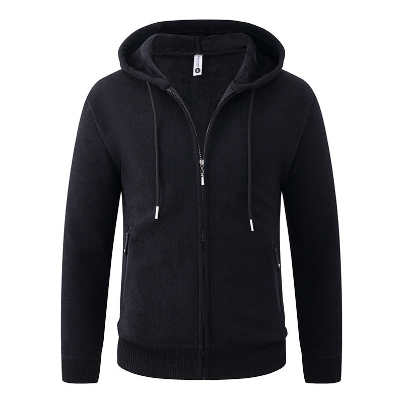 Men's Hooded Fleece Jacket with Full Zip and Ribbed Cuffs Mune Fashion