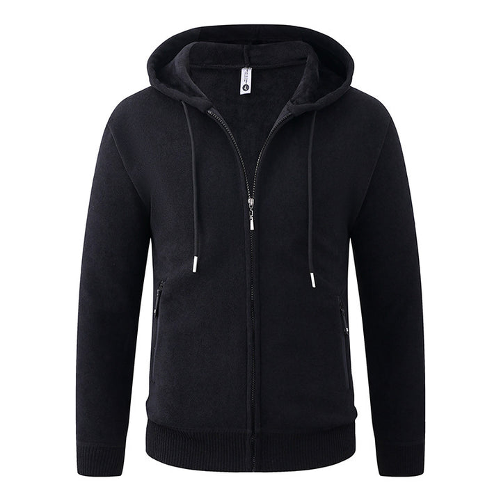 Men's Hooded Fleece Jacket with Full Zip and Ribbed Cuffs Mune Fashion