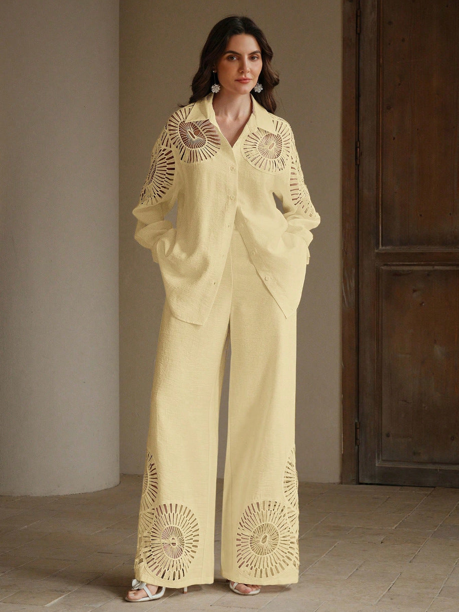 Women Elegant Blouses and Pants Combination Mune Fashion