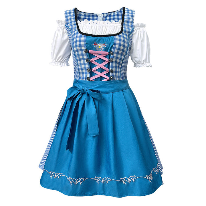 Women's traditional Bavarian dirndl dress with decorative lacing and removable apron Mune Fashion
