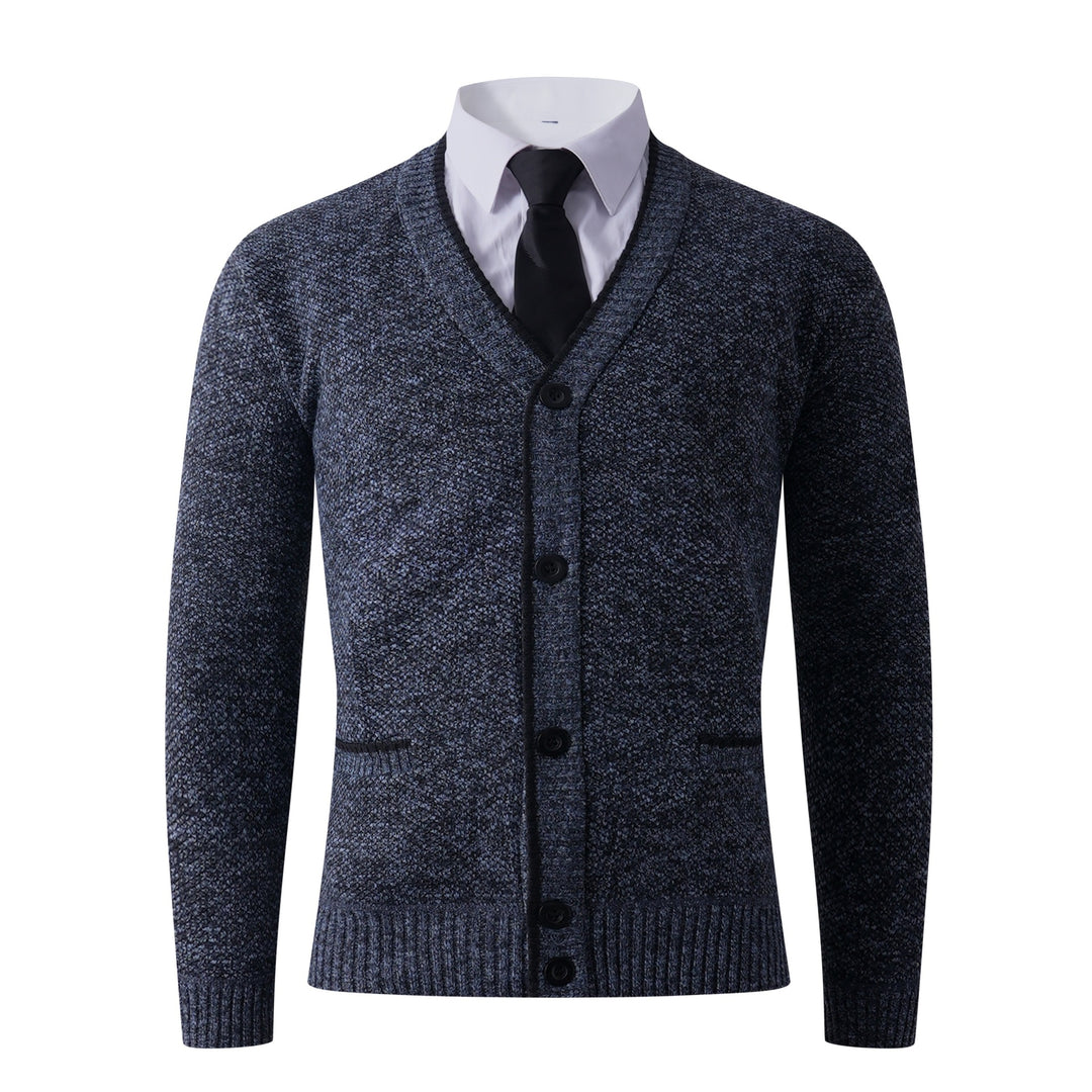 Men's Structured Knit Cardigan with V-Neck, Button Placket and Pockets Mune Fashion