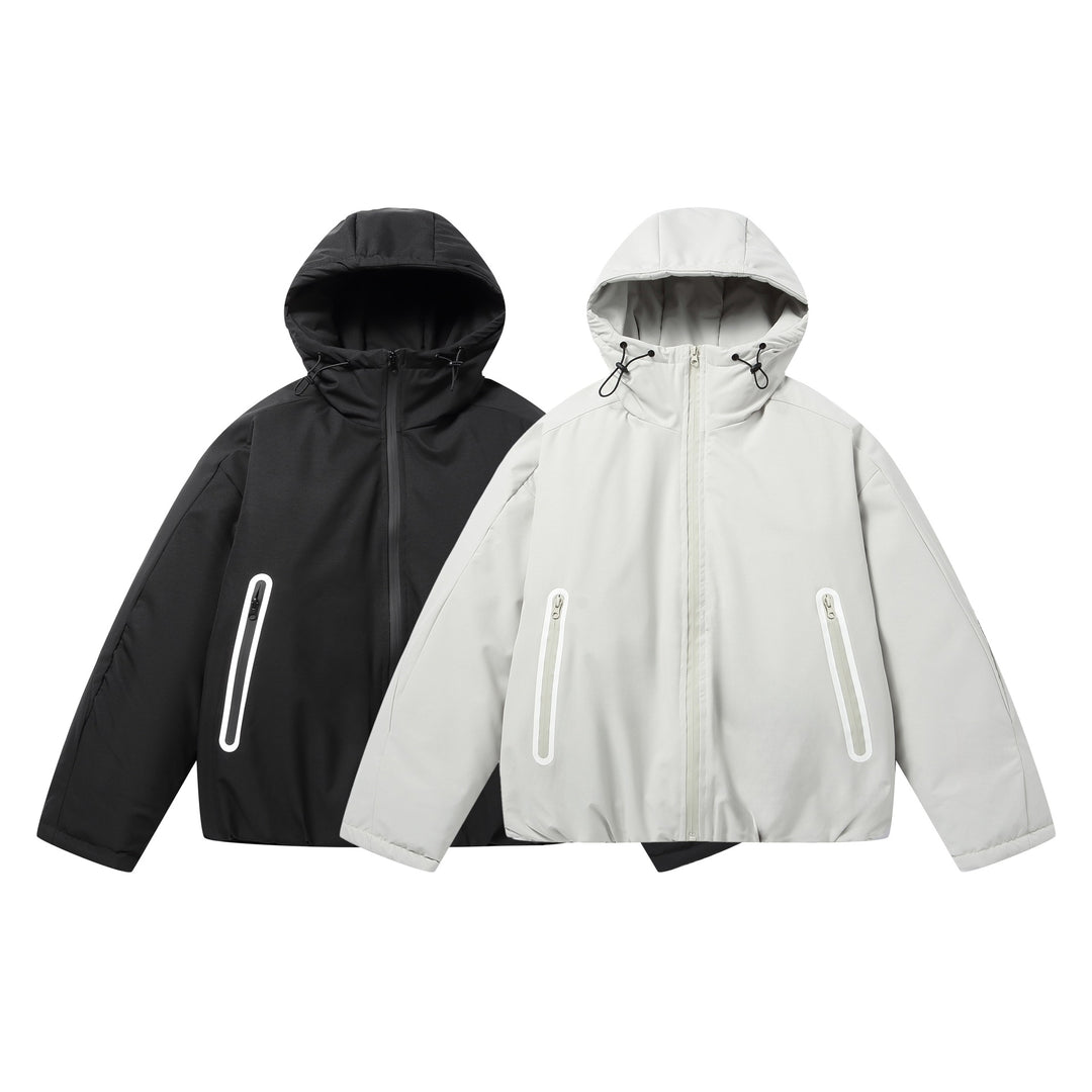 Unisex Short Boxy Weatherproof Puffer Jacket with Hood and Sealed Zippers Mune Fashion