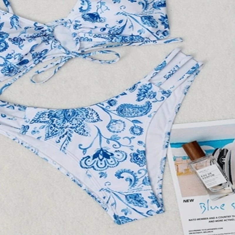 Women's bikini set with intricate lacing and floral motifs Mune Fashion