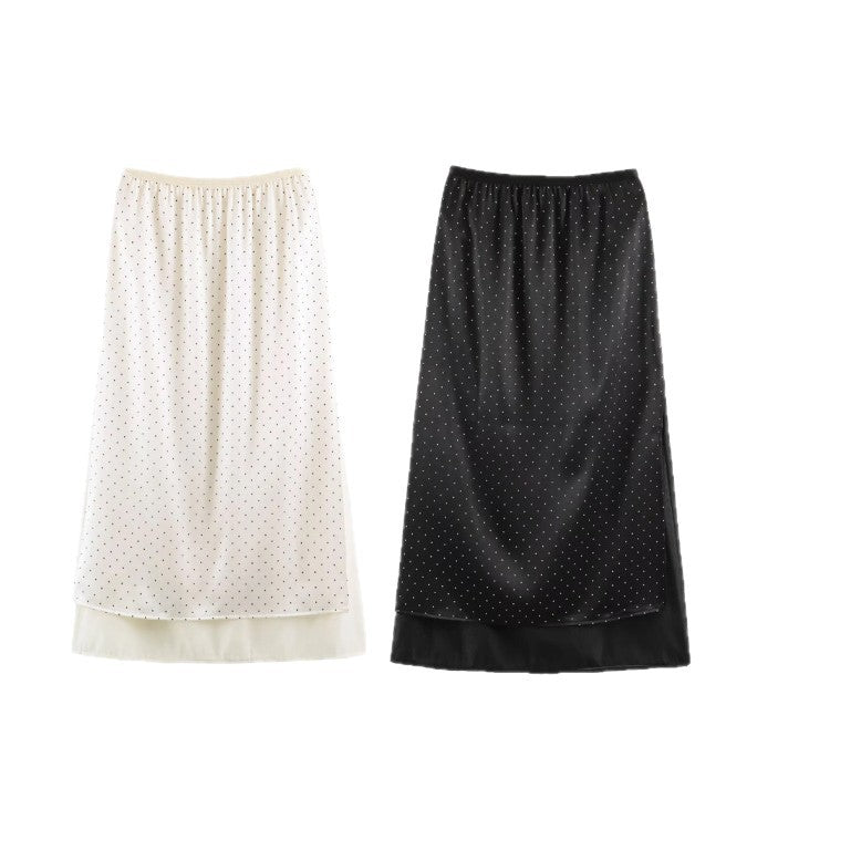 Women's underskirt with polka dot mesh overlay and elastic waistband Mune Fashion