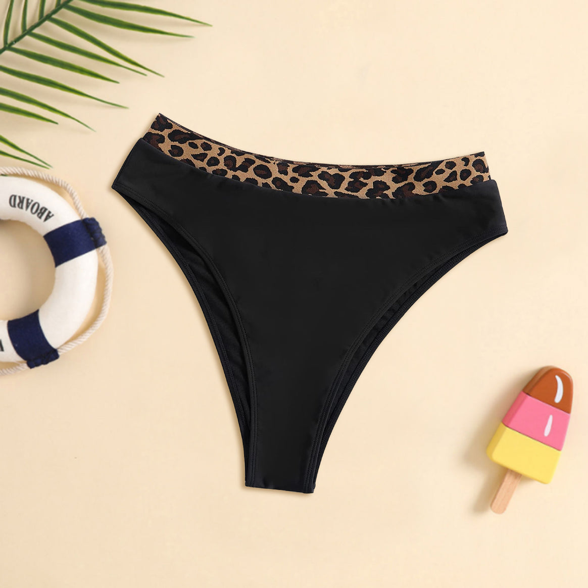 Women's High-Waisted Bikini Bottom with Animal Print Mune Fashion