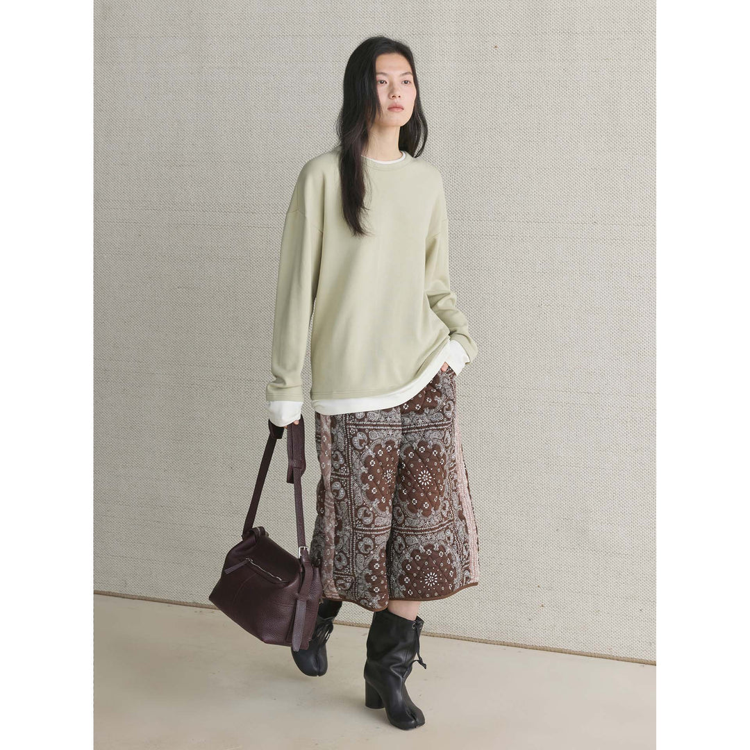 Women's Casual Layering Sweatshirt with Round Neck and Dropped Shoulder Mune Fashion