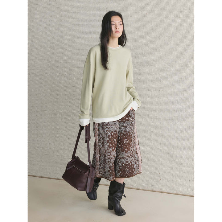 Women's Casual Layering Sweatshirt with Round Neck and Dropped Shoulder Mune Fashion