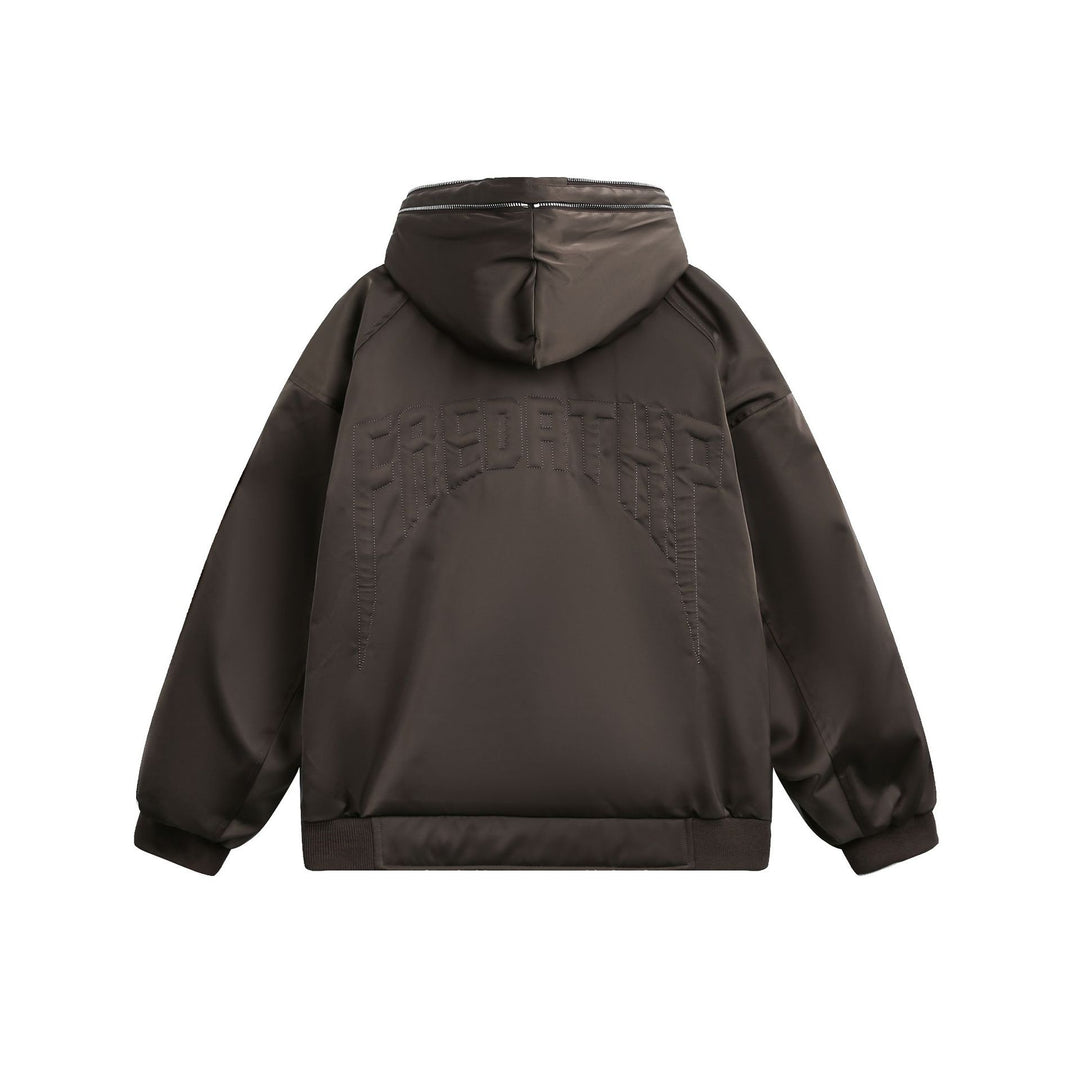 Men's Padded Oversized Bomber Jacket with Hood and Double Zipper Mune Fashion