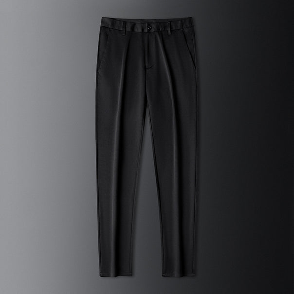 Men's Slim Stretch Suit Pants with Crease and Hidden Hook Closure Mune Fashion