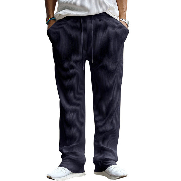 Men's ribbed comfort lounge pants with straight cut drawstring waist and deep side pockets Mune Fashion