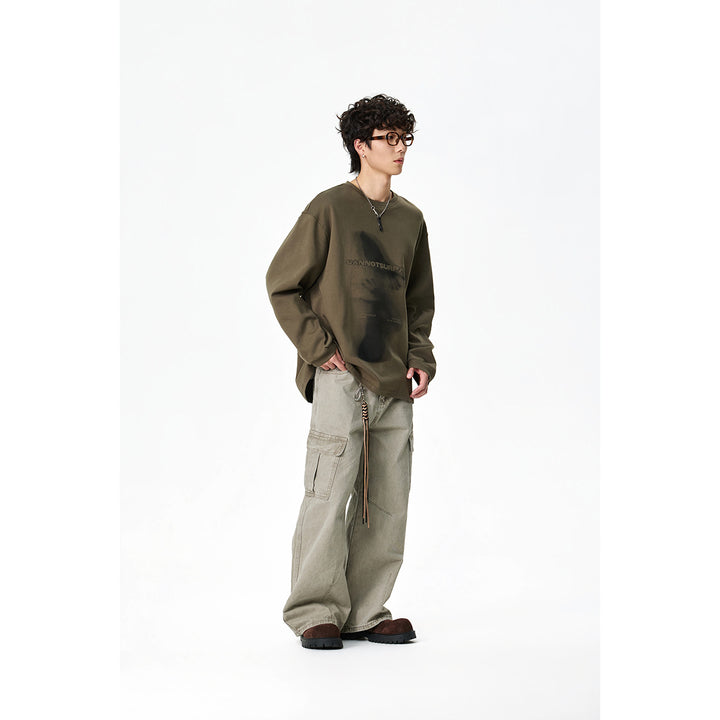 Unisex Oversize-Longsleeve shirt with surreal photo print and ribbed cuffs Mune Fashion