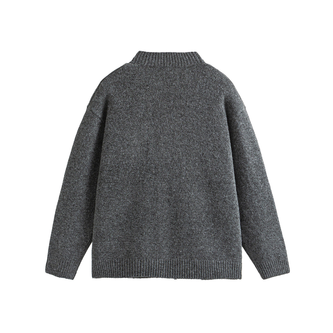 Unisex Chunky Knit Boxy Cardigan with Button Placket, Round Neck and Patch Pockets Mune Fashion
