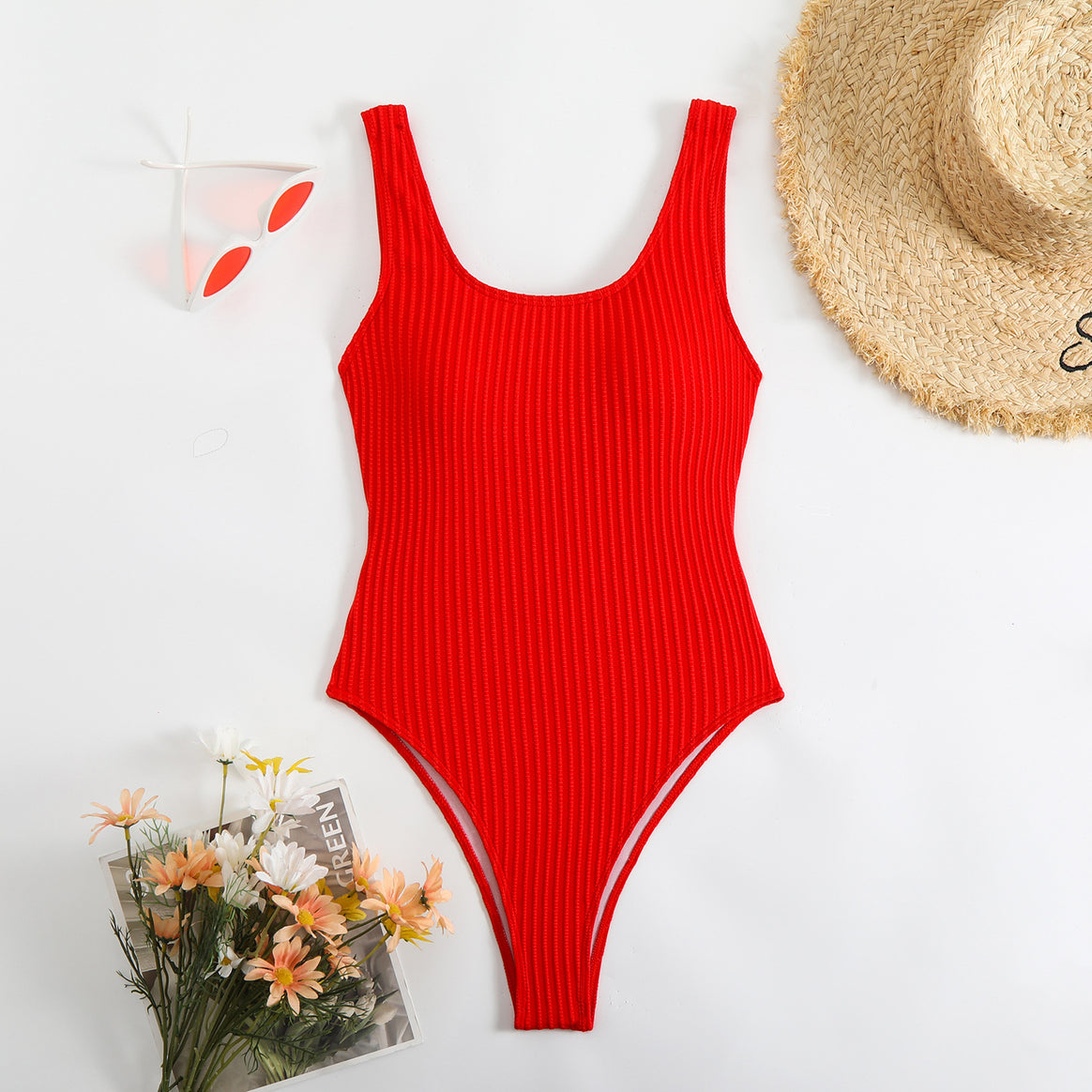 Women's High-Cut Swimsuit with Textured Ribbed Design Mune Fashion