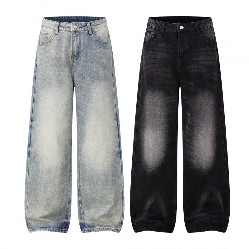 Women Wide High Waist Jeans Pants in Balloon Cut with Used Effect and Elastic Hem Mune Fashion