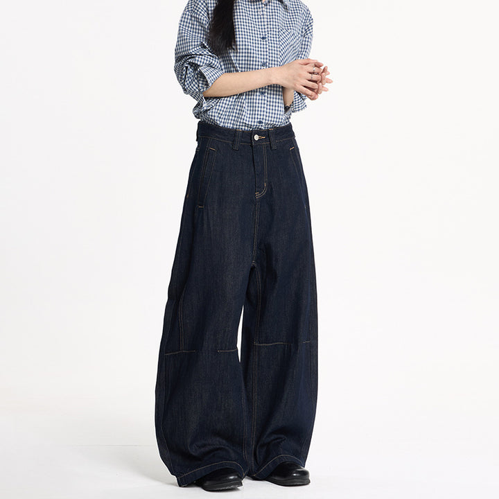 Women Extra Wide High-Waist Denim Pants with Floor-Length Wide Leg Mune Fashion