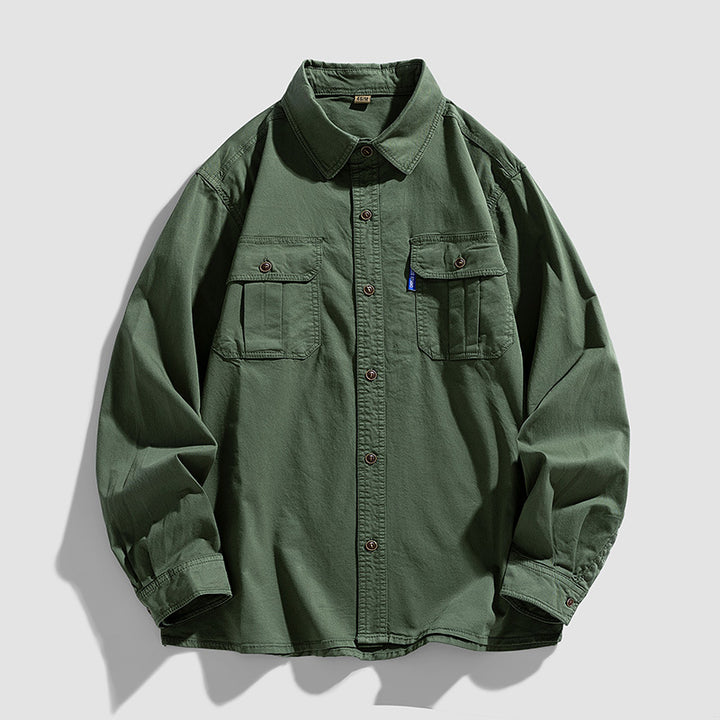 Men's overshirt made of sturdy cotton twill with flap pockets and a continuous button placket Mune Fashion