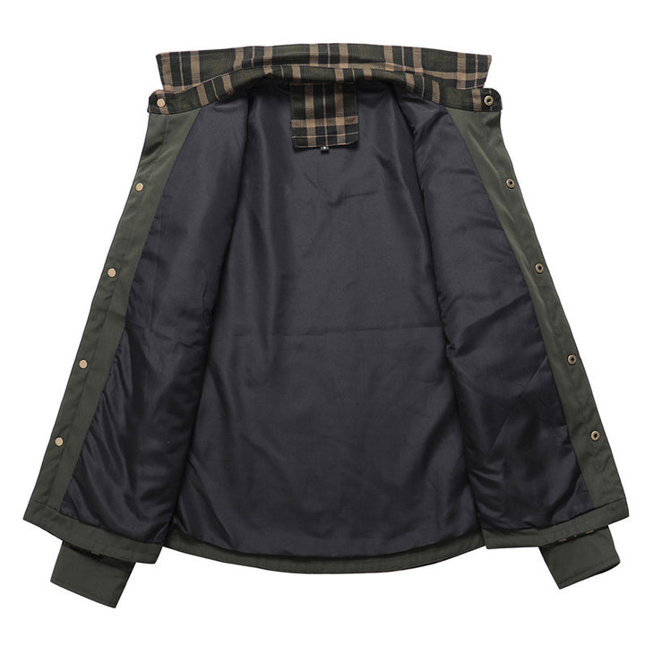 Men's Checkered Field Shirt with Utility Pockets, Epaulettes, and Softshell Side Inserts Mune Fashion