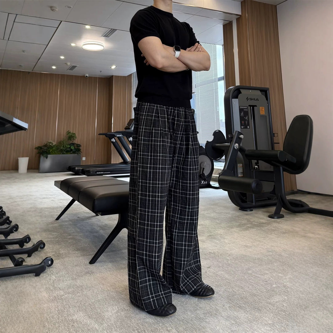 Men's Casual Carrot Pants with Creative Plaid Pattern Mune Fashion