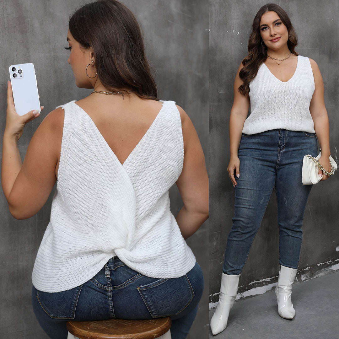 Women's airy knit top with V-neck Mune Fashion