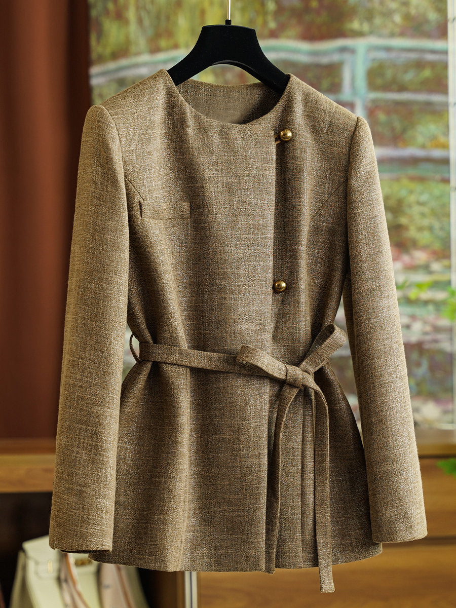 Women's Fashion Blazer Jacket with Waist Belt Mune Fashion