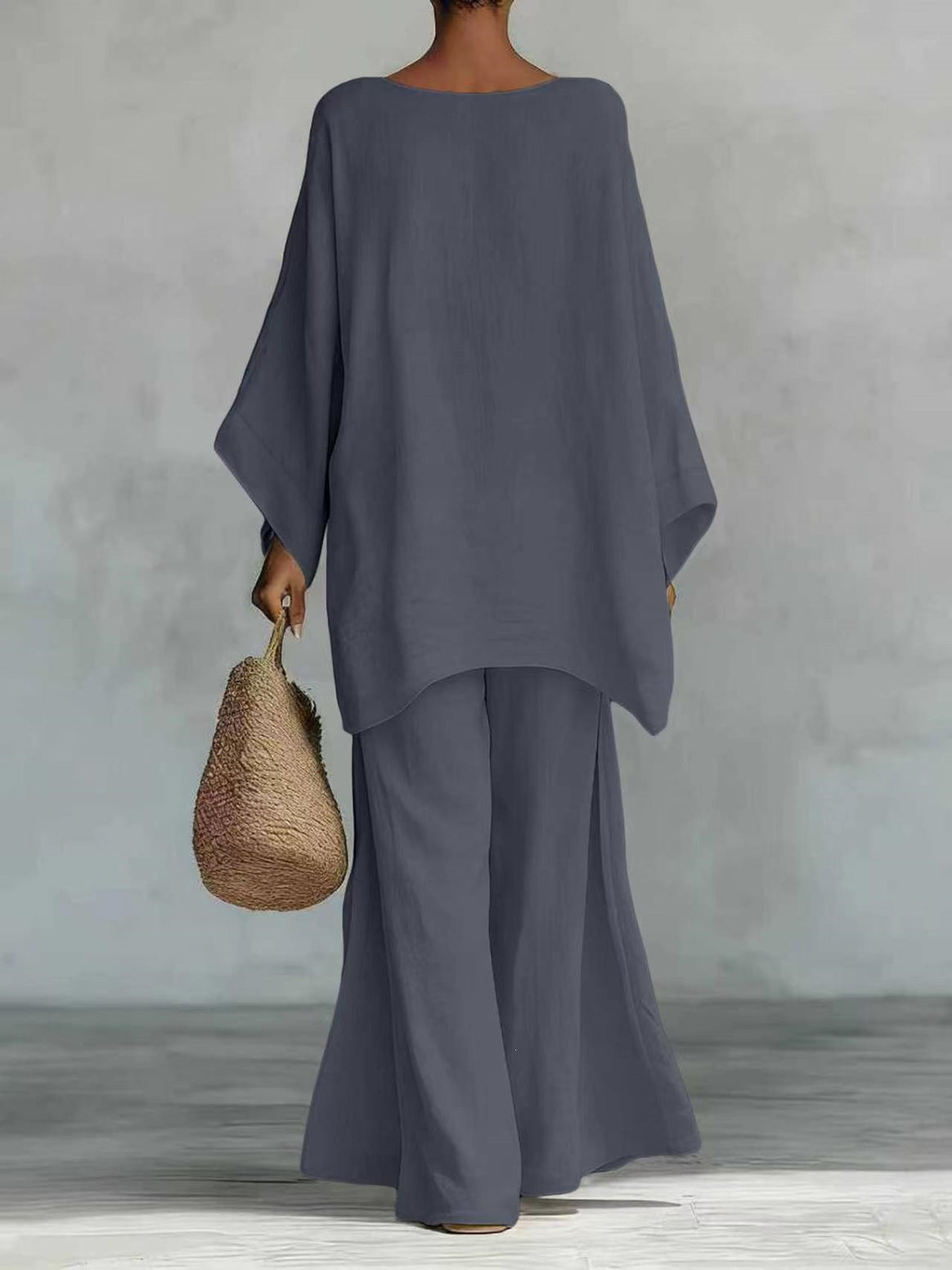 Women Casual Oversized Kaftan Top with Wide Palazzo Pants Mune Fashion