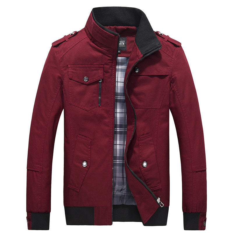 Men's utility field jacket with stand-up collar and checked lining Mune Fashion