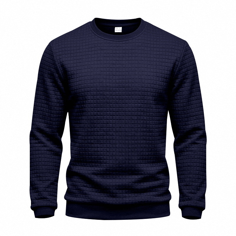 Men's Structured Round Neck Sweatshirt with Waffle Texture and Ribbed Cuffs Mune Fashion