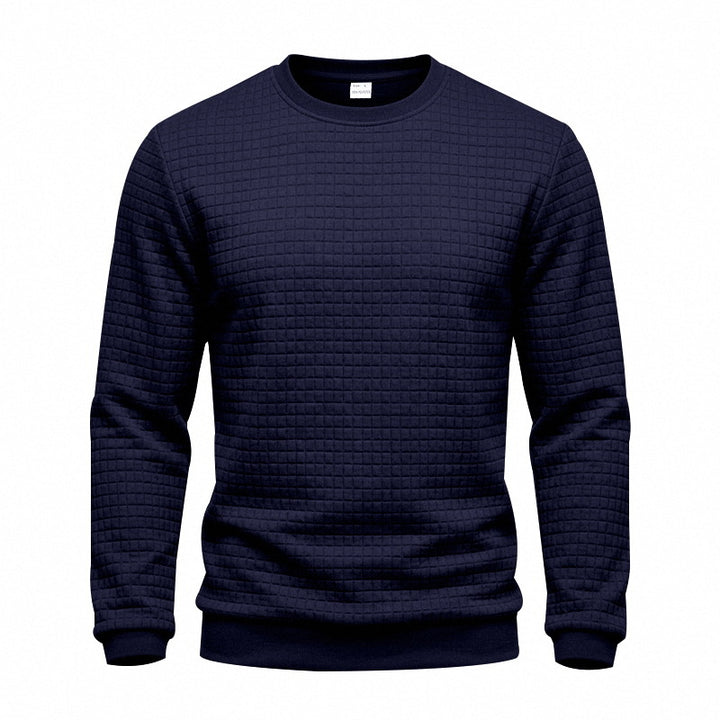 Men's Structured Round Neck Sweatshirt with Waffle Texture and Ribbed Cuffs Mune Fashion