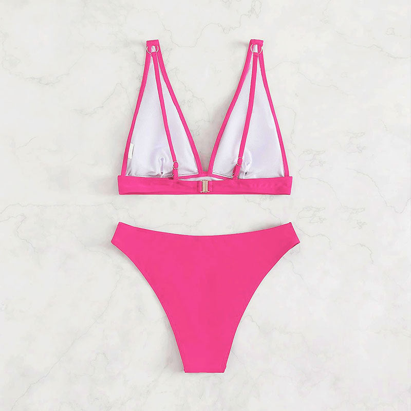 Women's High-Waisted Bikini with Elegant V-Neck Mune Fashion