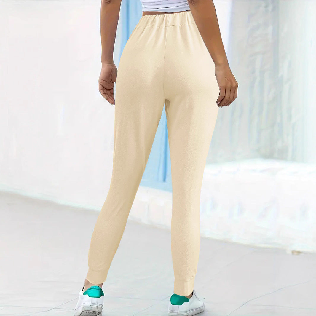 Women's Casual Jogging Pants with High Elastic Waistband, Side Pockets and Narrow Cuffs